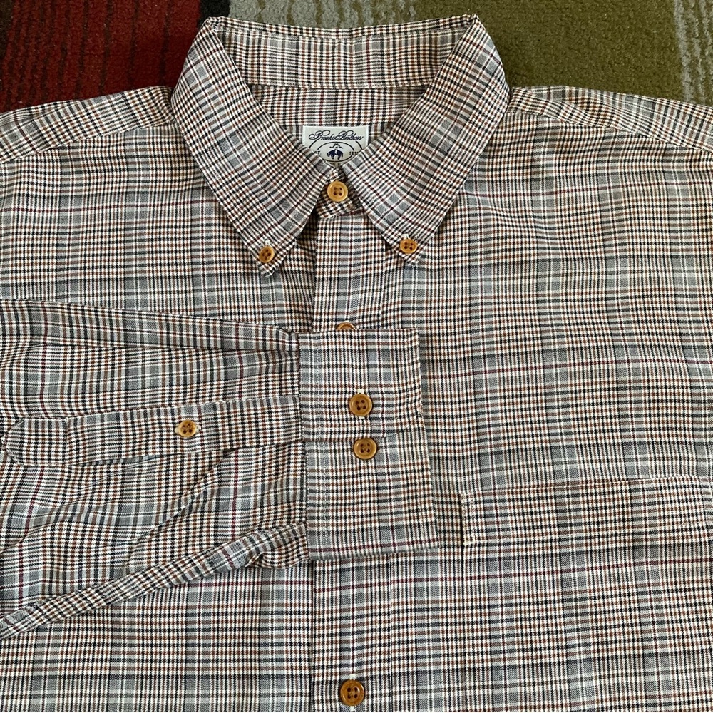 Brooks Brothers Sport Shirt Plaid Checkered Button Down Shirt Men's Sz L